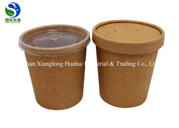 Disposable packaged kraft cardboard paper soup cup takeaway paper soup bucket