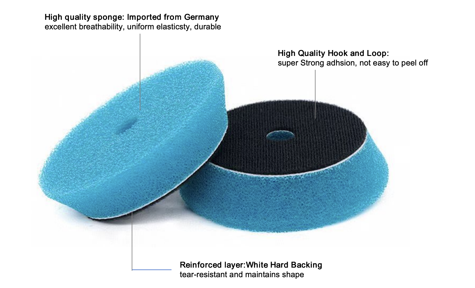 Blue Beveled Edge Foam Polishing Pad For Compounding 3