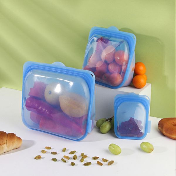 Bolsa de almacenamiento reutilizable de silicona de grado alimenticio de platino a prueba de fugas Lavadora de platos caja de seguridad de silicona