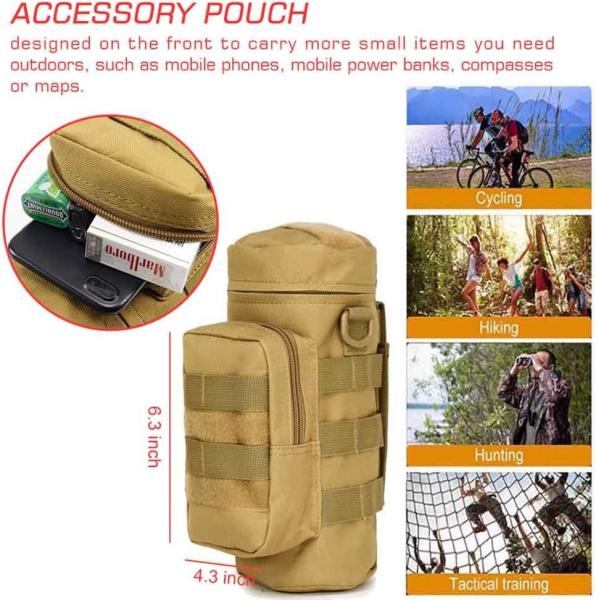 Tactical Molle Water Pouch, Tactical Bottle Holder Military Water Bottle Bag Hydration Carrier H20 Pouch Kettle Pouch