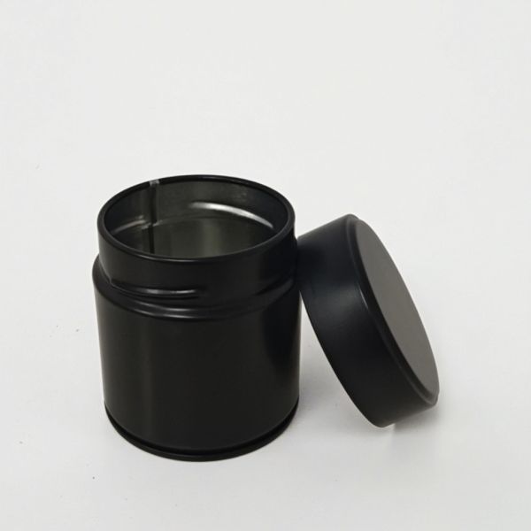 20g 30g Matcha Powder Tin Can Diameter 60*68mm Black Metal Tin Jar with Screw Cap Inner Lid Container