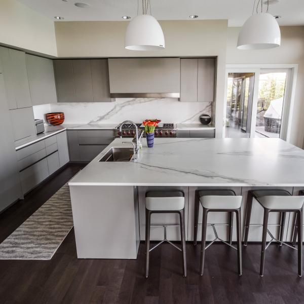 Flat Panel Lacquer Kitchen Cabinets Plywood Modern Light Grey