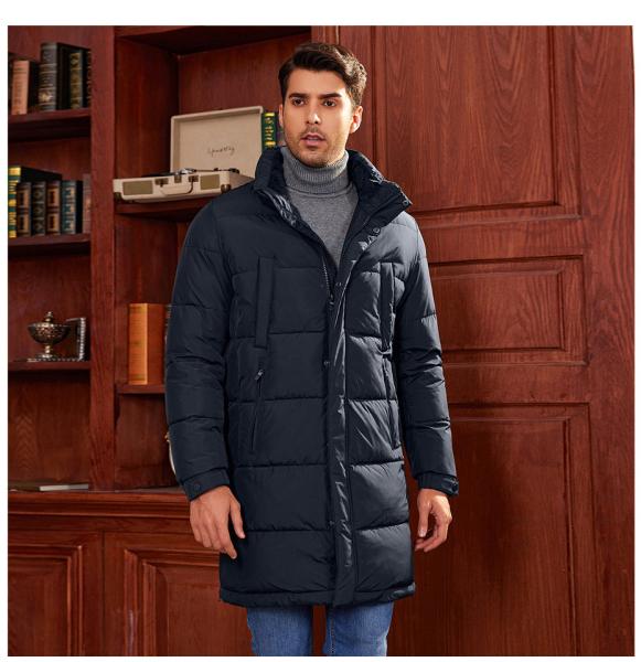 100cm Length Thickened Down Jacket Business Mens Black Puffer Coat