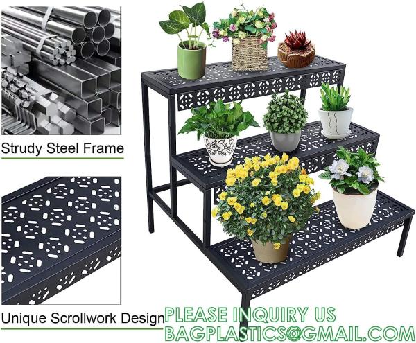 Metal Plant Stand Garden Display Shelf Flower Pot Holder Storage Organizer Rack Indoor Home Outdoor Patio Balcony