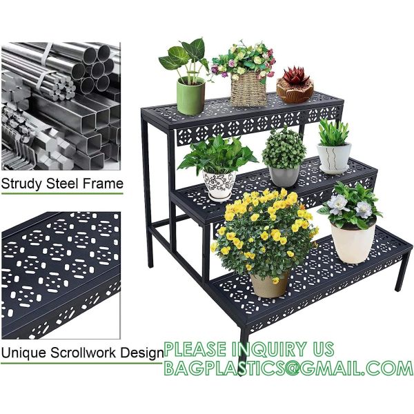 Metal Plant Stand Garden Display Shelf Flower Pot Holder Storage Organizer Rack Indoor Home Outdoor Patio Balcony