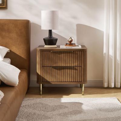 Vintage Solid Wood Bedside Table Furniture Bedroom Bedside Cabinet With Metal Foot
