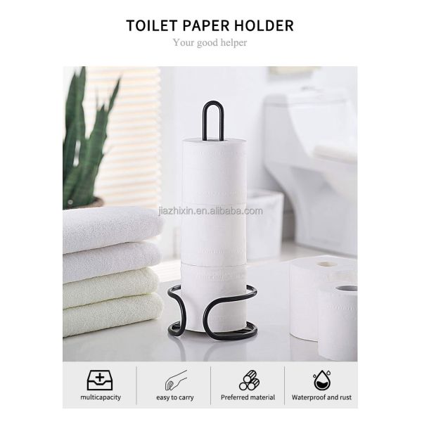 Heavy Duty Metal Paper Towel Rack Countertop Standing Toilet Roll Holder Weighted Base Kitchen Bathroom Tissue Shelf Storage