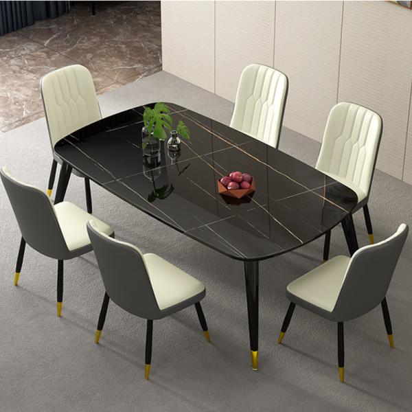 Modern Living Room Furniture Stainless Steel Dinette Set Marble Top Customizable