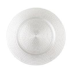 Hot selling High Quality White Embossed Elegant Decoration Glass Charger Plate