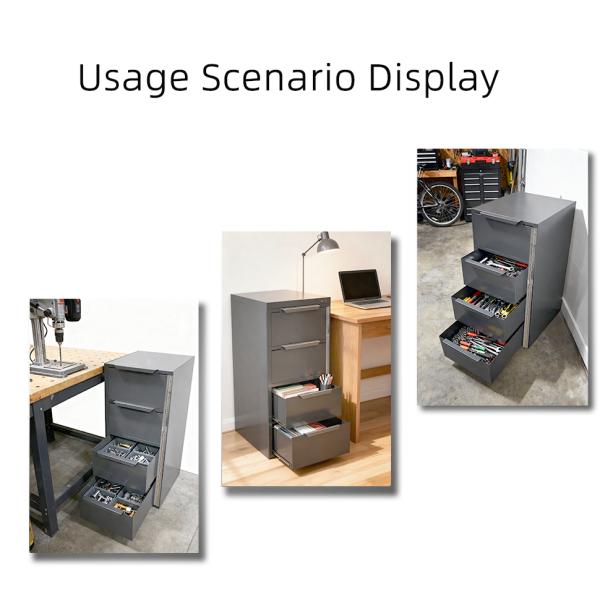 4 Drawer Welded Steel Vertical File Cabinet Gray Security Lock Adjustable Inner Divider Office Garage Storage Chest