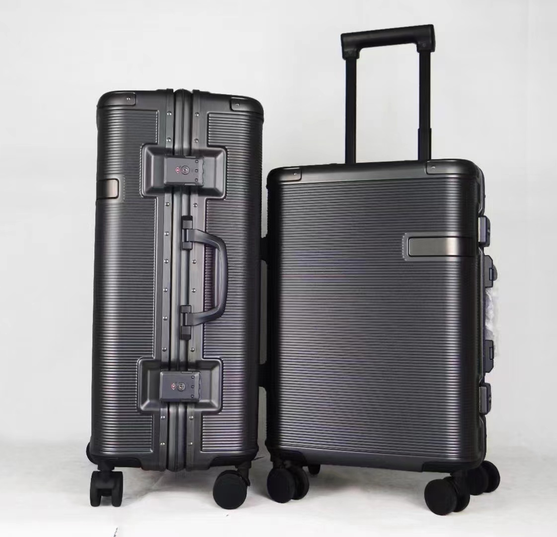 Unisex Large Capacity Spinner Trolley Luggage Minimalist Design Aluminum Frame Suitcase Anti-Lock Braking System PC ABS Travel