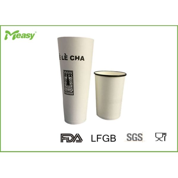 600CC Hot Disposable Paper Cups , Double Wall Paper Tea Cup Black Color Printing