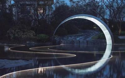 Waterscape Large Metal Art Sculptures , Pool LED Lights Stainless Steel Statue