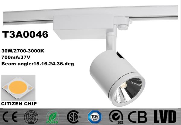 Dimmable Aluminum CITIZEN LED Track Lights Warm White 30W 700mA High Lumen Output