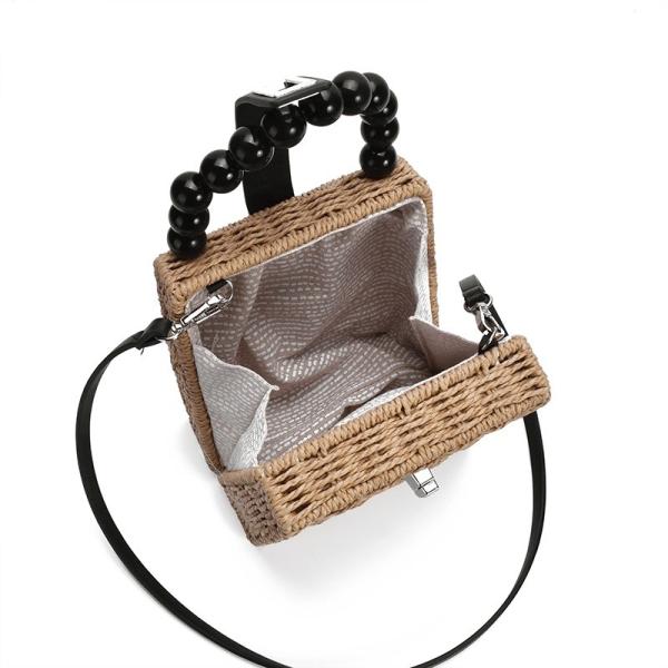 As mulheres do ombro cruzam - o corpo Straw Tote Bag tecido grande praia