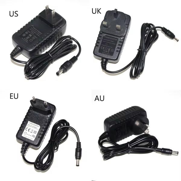 Adaptador de fuente de alimentación de 12V 0.5A 1A 1.5A 2A 2.5A 3A negro para cámaras Cctv Ip Cargar Ac a Dc Adaptador de DC 5.5Mm Jack
