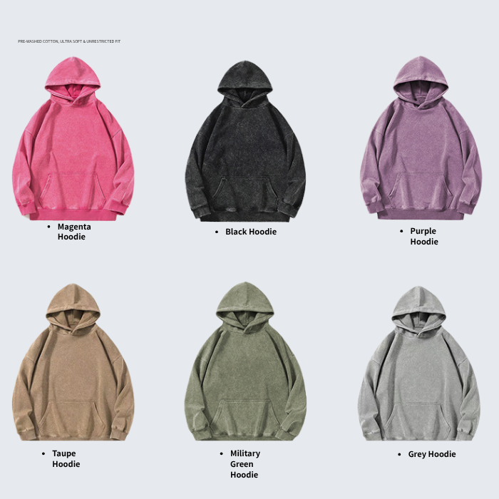 Gradient Stone Wash Hoodies Drop Shoulder French Terry Crewneck Sweatshirt Oversized For Men