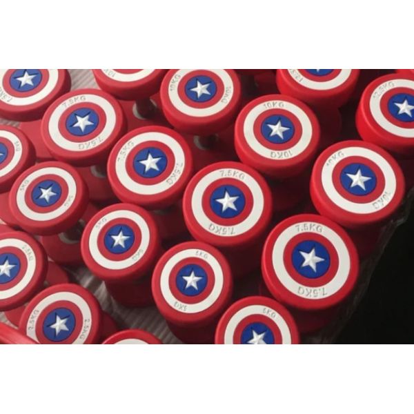 PU Covered Rubber Dumbbells America Captain Dumbbells for gym fitness