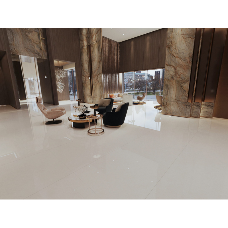 Beige 1mx1m Porcelain Glazed Polished Tiles For Bedroom and Kitchen Room Scratch-resistance