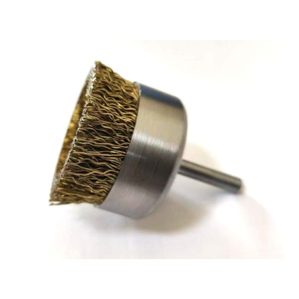 3 Inch Fine Shaft Mounted Cup Brushes Crimped Wire for Edge Blending