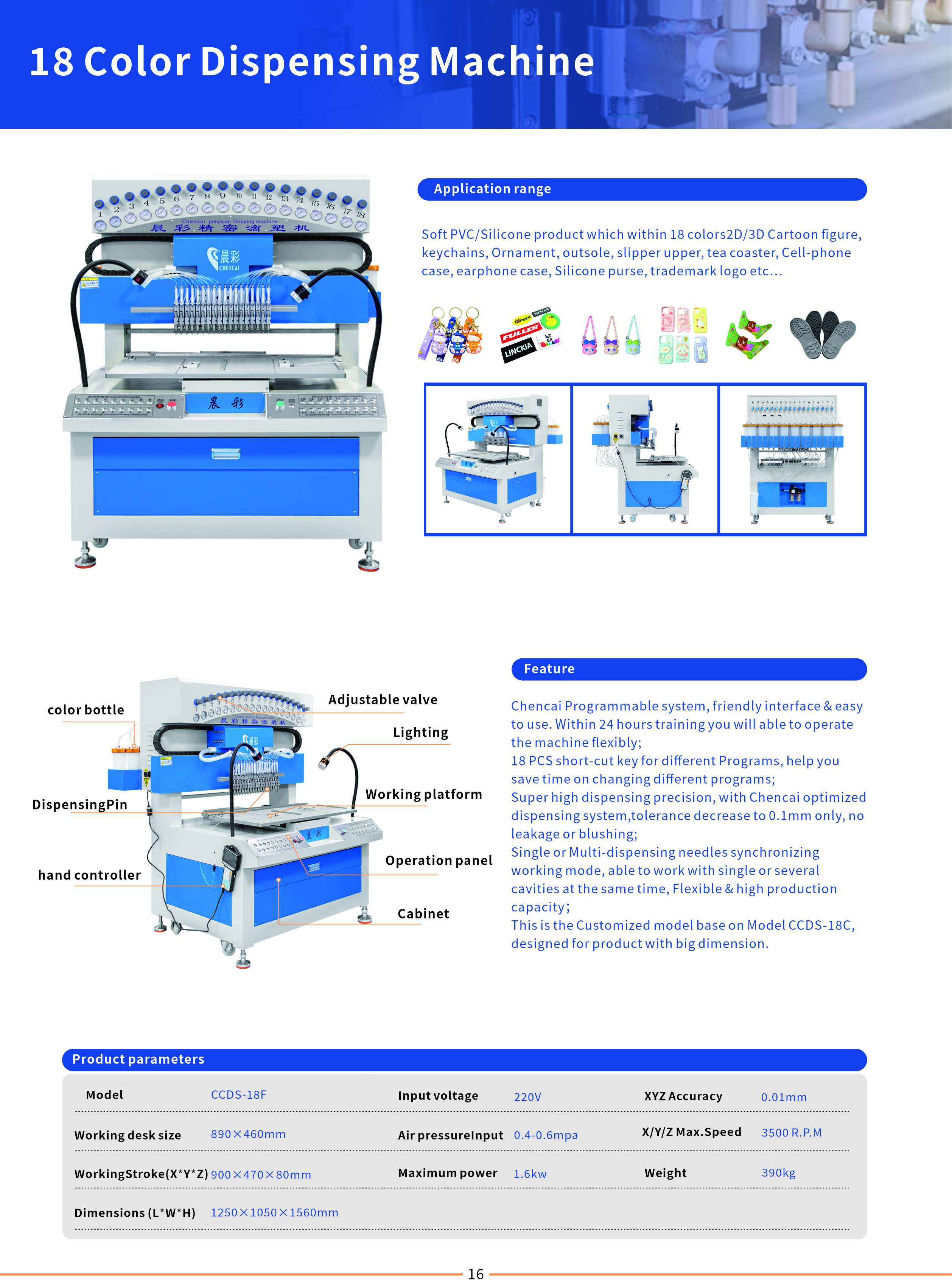 18 Colors Enlarged Version Soft PVC Silicone Product  Dispensing Machine Silicone Label Machine  for Desk Mat
