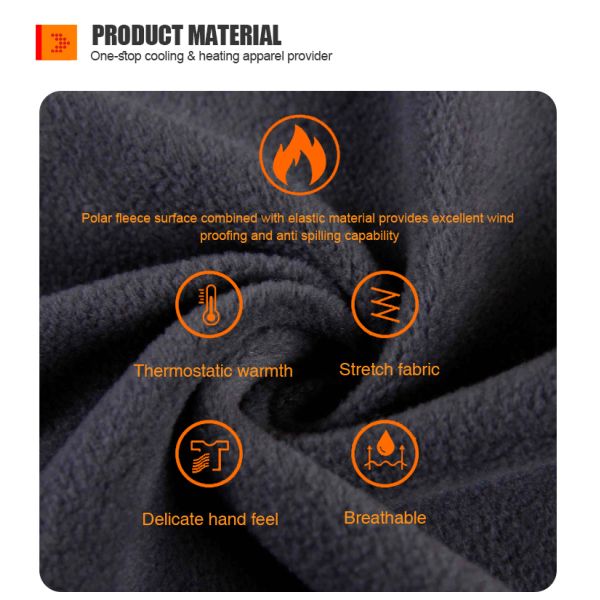 Regular Length Winter Outdoor Heating Vest with Zipper Closure and Heating