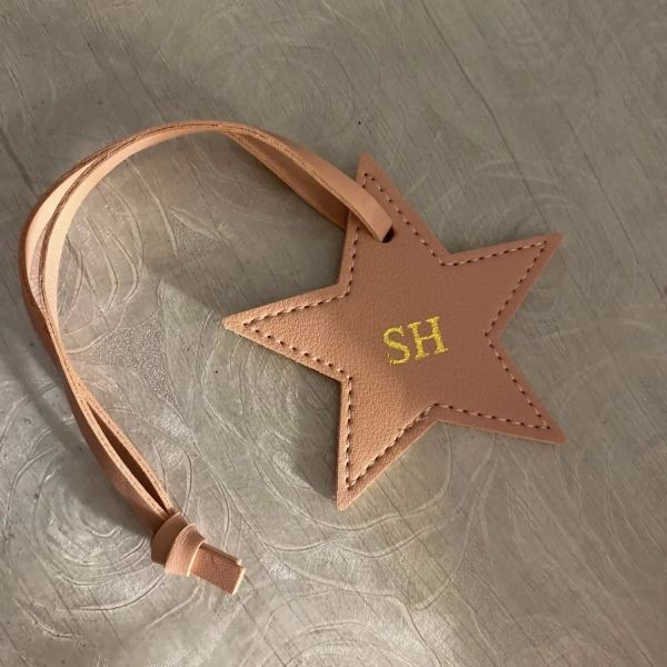 OEM ODM Star Shape Leather Handbag Tag Vegan Luxury Leather Loop Travel Bag Tags