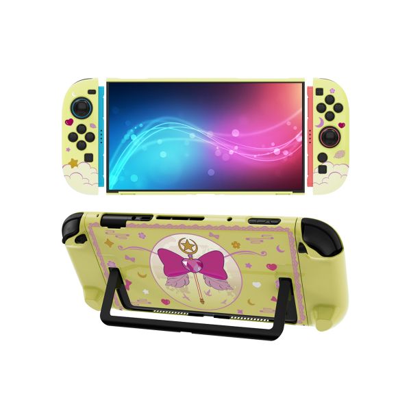 Pastel Yellow Macaron Split Case for Switch 2 & PC - Cute Cartoon Girl Detachable Protective Shell