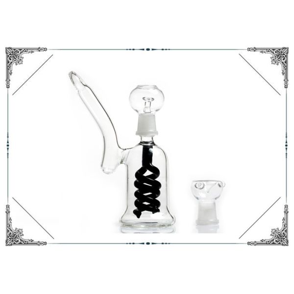 Double Black Helix Perc Bong Mini Glass Smoking Water Pipe Bubbler Oil Rigs With Nail