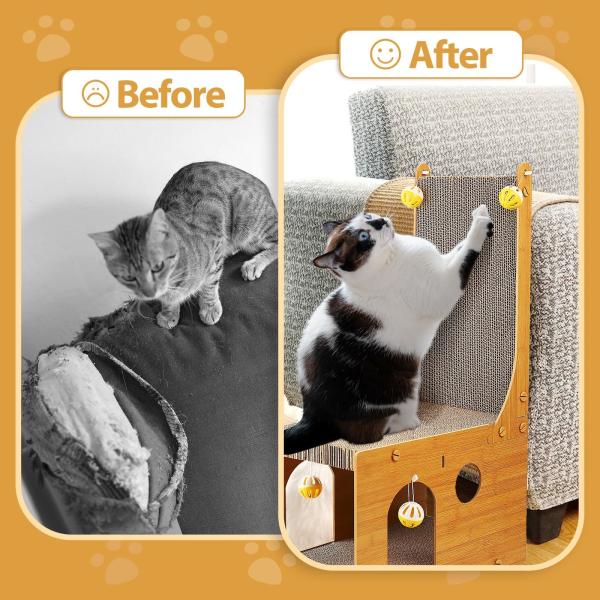 Chair Cat Nest More Than One Cat Scratcher, Cat Scratching Board, L Shaped Vertical Cat Scratcher for Wall and Couch Protection