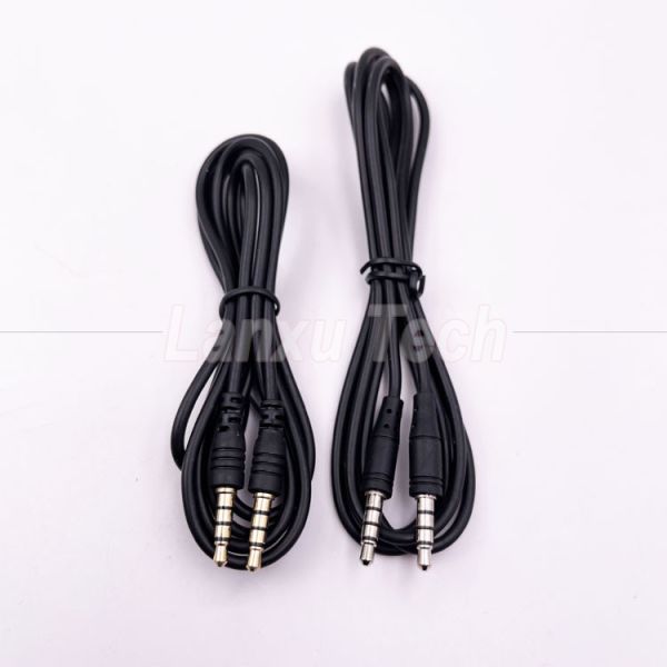 Stock Male to Male 3.5mm 4 Poles Stereo Jack Microphone Audio Extension Cable for Earphone Computer Speaker