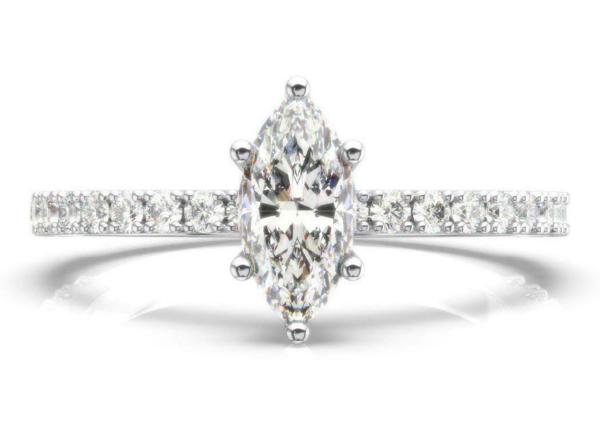 D VS1 18K Rose Gold Ring 2CT Weight Marquise Cut for Engagement