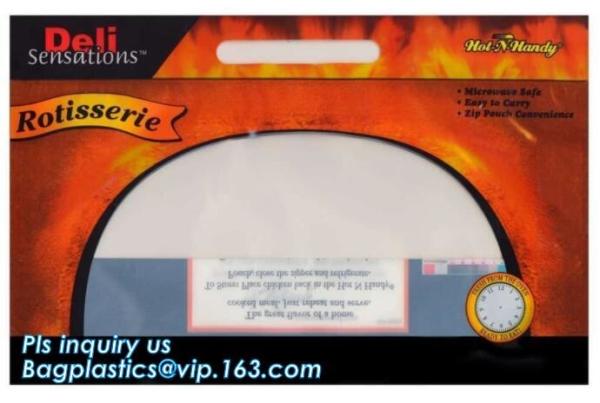 Stand Up Roasted Chicken Packaging Bags With Zip Top Hot Rotisserie Chicken Bag, Microwaveable pouch