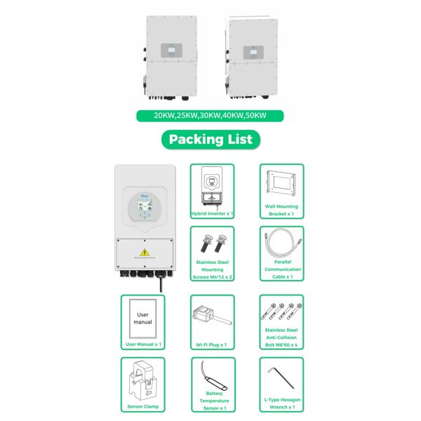 Deye Hybrid Inverter SUN-20K-SG01HP3-EU Three Phase String Solar Inverter 20kw 20kva High Voltage Battery Inverter