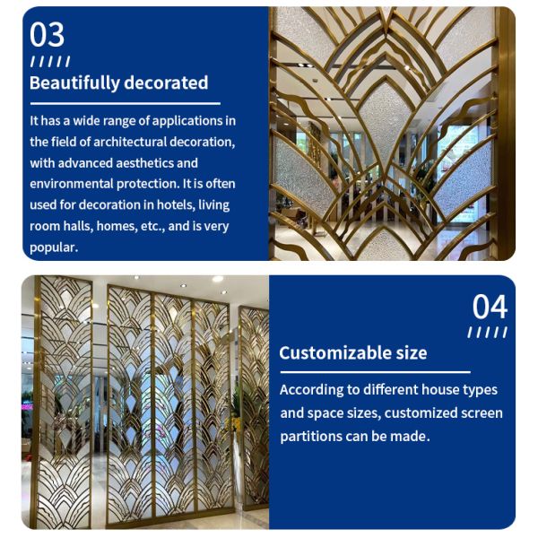 Restaurant Stainless Steel Screen Partition Customizable Metal Room Divider Panels