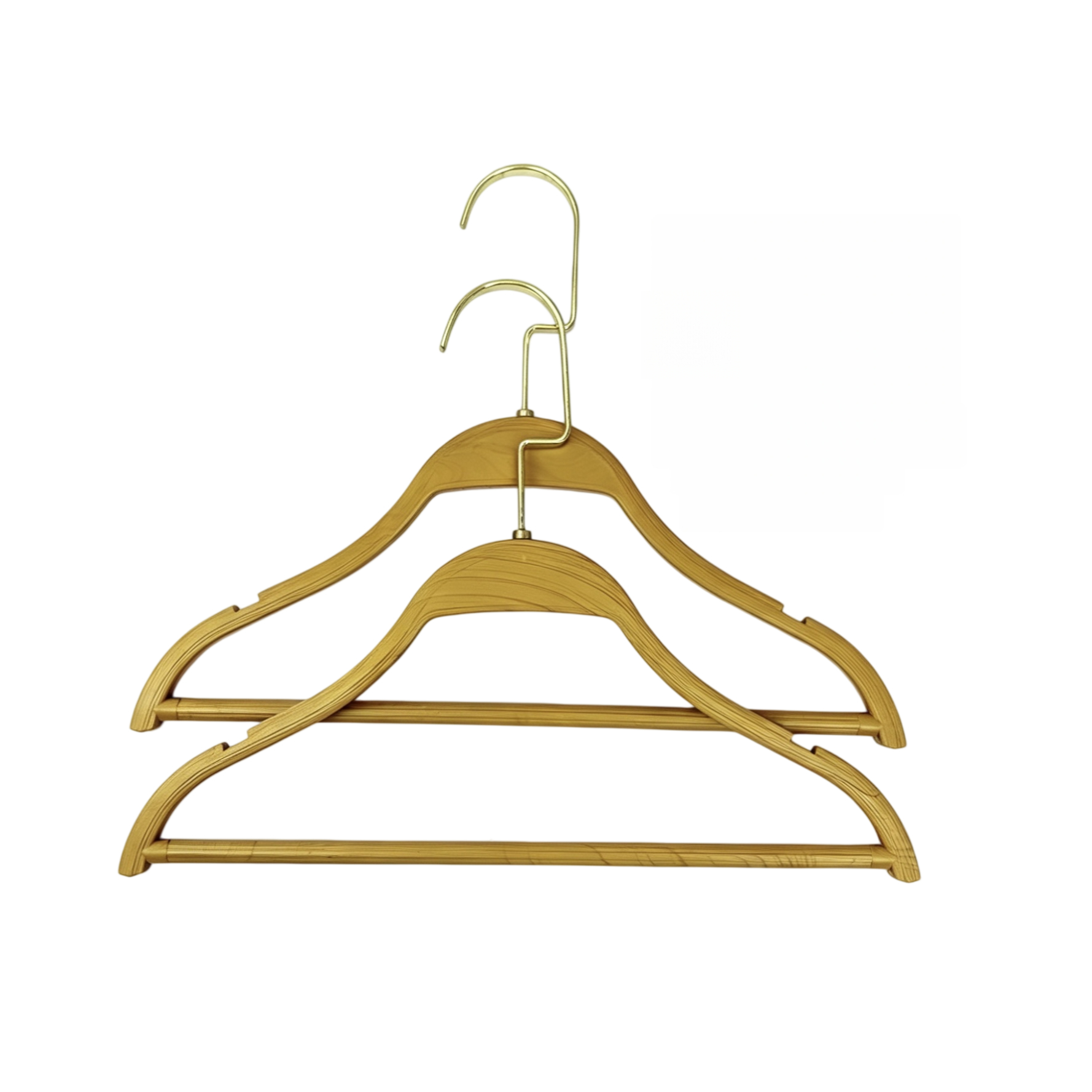 Wood-look non-slip residue-free children's clothing hangers and kids clothes hangers for durable use in stores