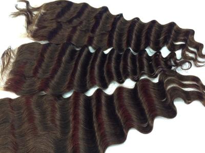 Top Quality Hot Unprocessed Natural Color Knot Bleached Brazilian Hair  Middle Part 4*4inch Lace Closure Deep Wave