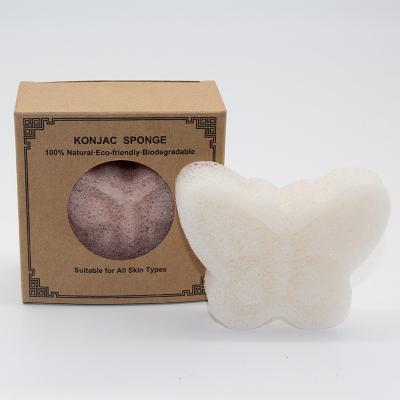 Esponja Konjac natural do banho da borboleta da esponja do carvão vegetal de bambu de HIJU para a pele seca