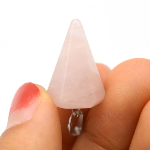 Natural Crystal Rose Quartz Pendulum for Chakra Alignment and Reiki Healing
