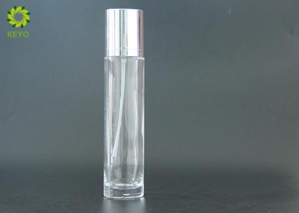 Round Clear Glass Lotion Dispenser Bottle 120ml With Silver Color Plastic Pump