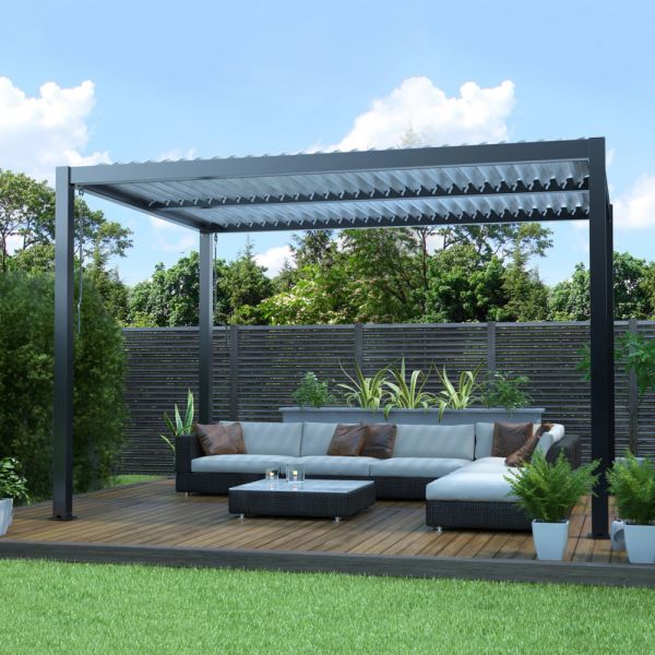 Outdoor Aluminum Bioclimatic Canopy AJUNION Waterproof Louver Garden Pergolas Bridge