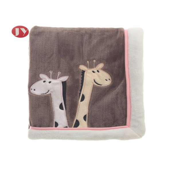 Super Soft Thick Baby Blanket , Short Plush Two Layer Blanket Lovely Cartoon Embroidery