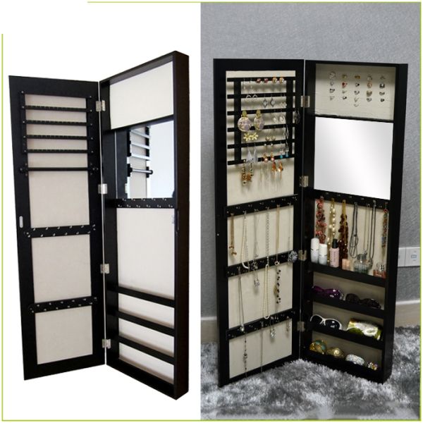 Bedroom Solid Wood 122x37x9.5cm Wall Mirror Jewelry Cabinet