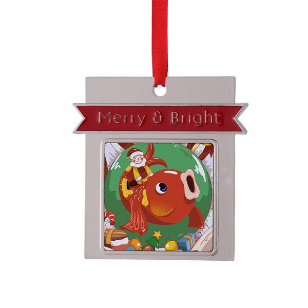 Sublimation Christmas Hanging Ornaments Metal Pendant For Christmas Tree Decoration