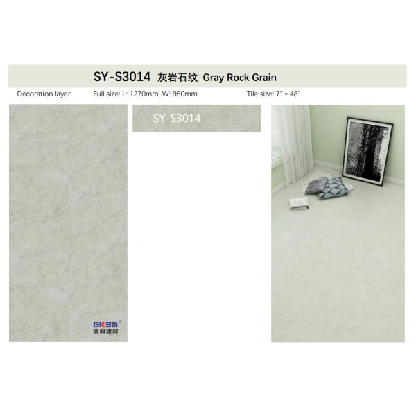 настил огнеупорное водоустойчивое Greenpy SY-S3014 винила гранита серого цвета 183x1220mm