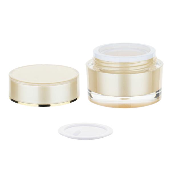 Jarrón de crema cosmética vacío de 50 g amarillo redondo acrílico de doble capa de plástico Jarrón de crema para los ojos ((5g.10g.20g.30g.50g)