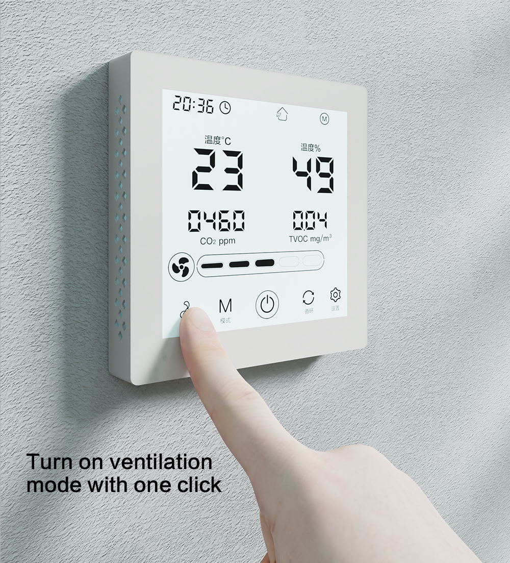 HVAC Smart Controller with Real-time Air Quality Display and Multi-Level Fan Speed Adjustment for Intelligent Ventilation