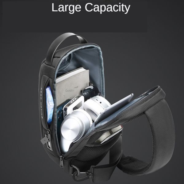 Anti Theft Crossbody Sling Bag Cross Shoulder Sling Bag USB Men Chest Bag