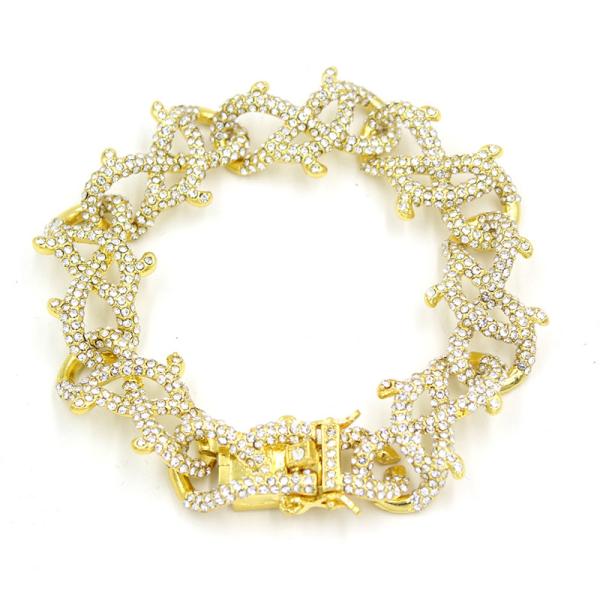 New Arrival Hip Hop Jewelry Nickel Free Rhinestone Gold Plated Cuban Chain Bracelets For Women Men Girls Jewelry Gifts