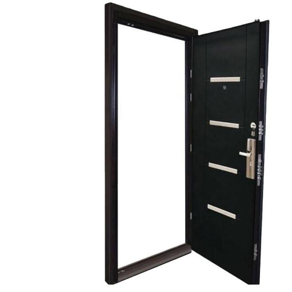 Security Steel Entry Doors , Exterior Entrance Door With Aluminium Strip